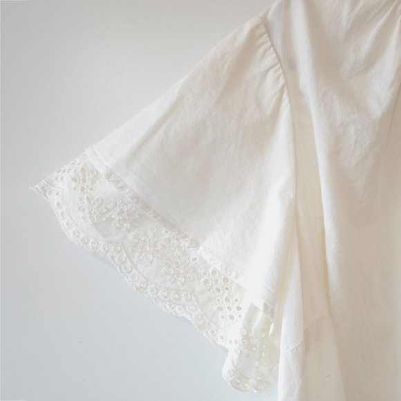 Ava & Viv Plus Size Lace Flutter Sleeve White Cotton Peasant Blouse Size 2X - Picture 3 of 12